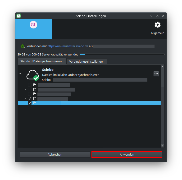 Client: stop sync folder