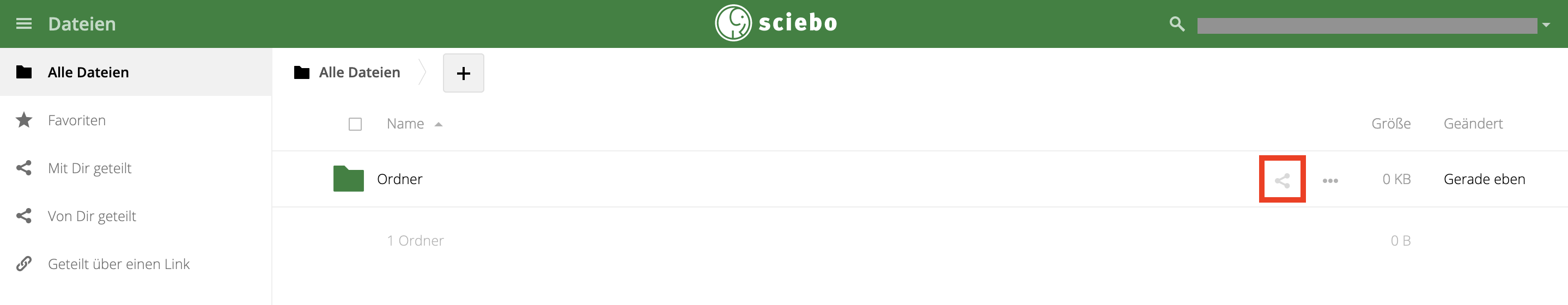 teilen Dialog öffnen
