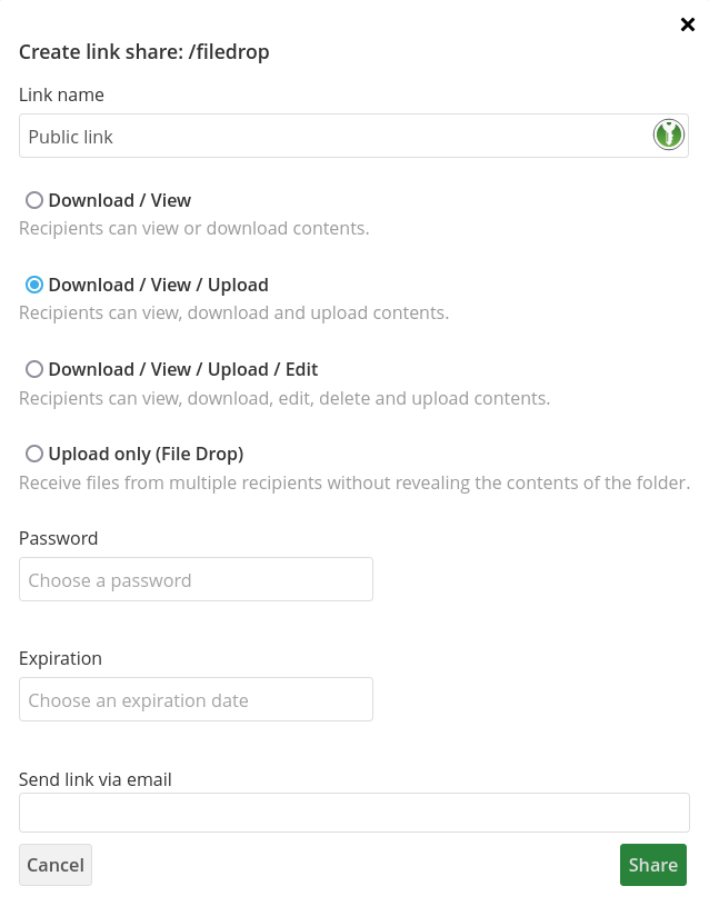 teilen Dialog öffnen