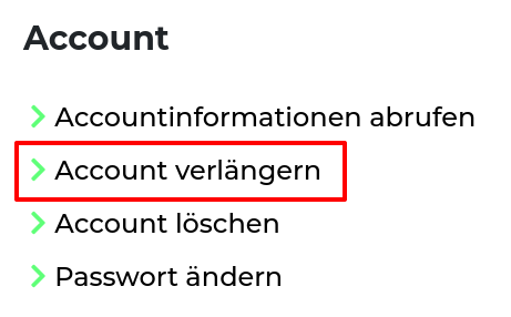 Screenshot vom Dropdown-Menü