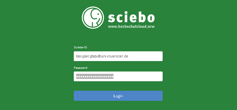 sciebo Projektbox Login
