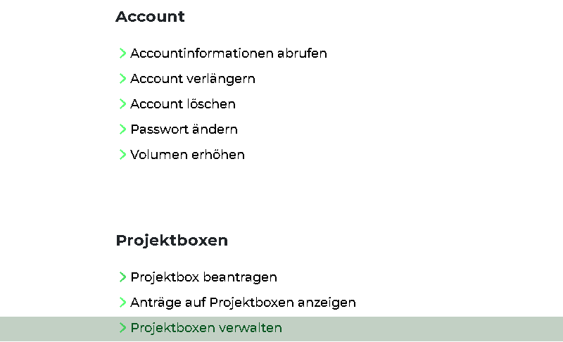 mysciebo Projektboxverwaltung