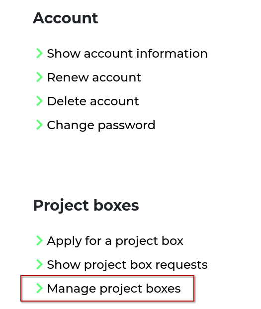 mysciebo Projektboxverwaltung