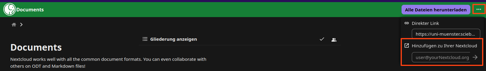 Liste der Einrichtungen